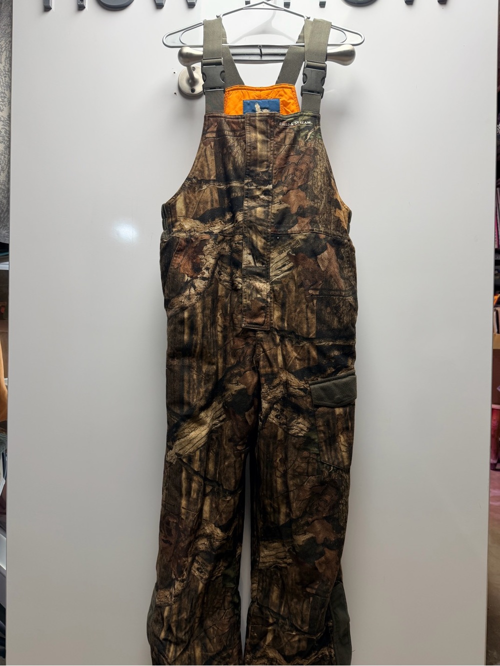 Field & Stream Brown Camo Overalls with Orange Patch